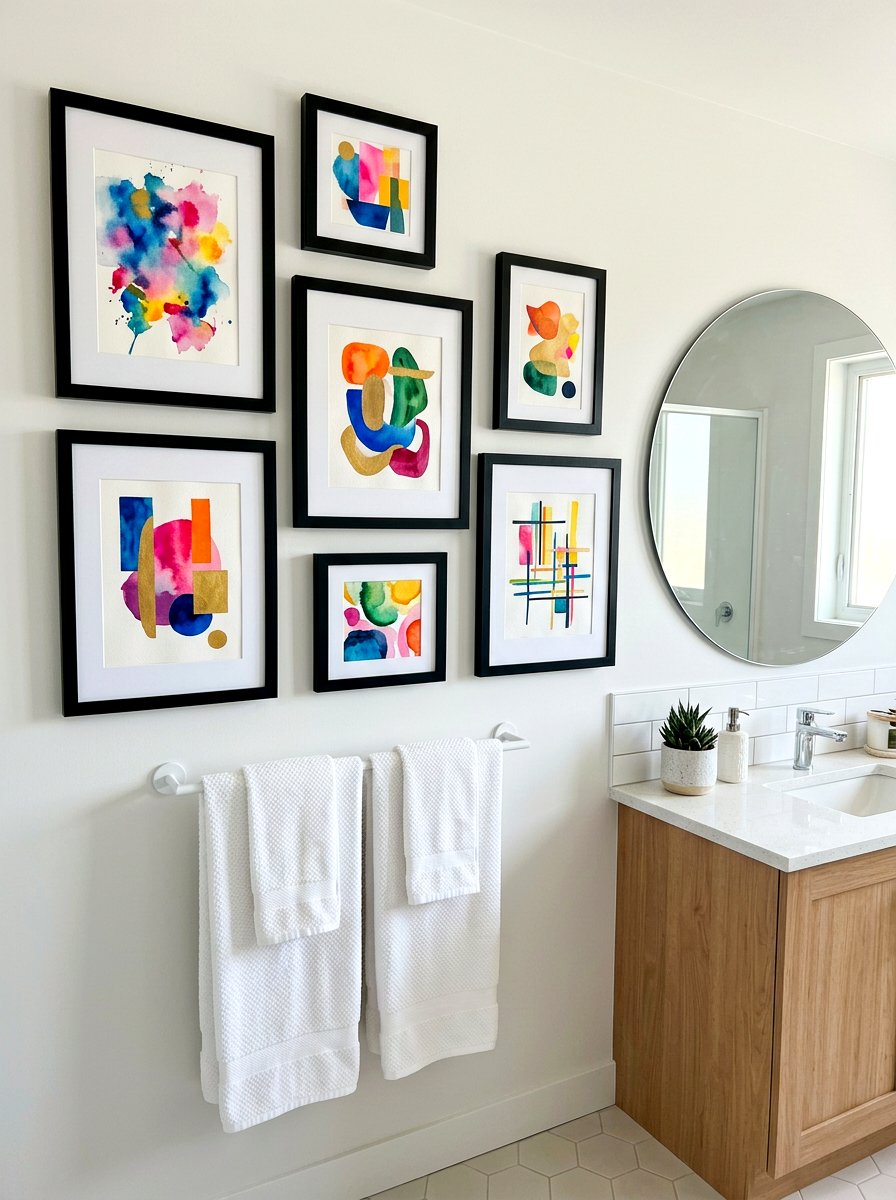 Framed bathroom art - 30 renter friendly bathroom decor ideas