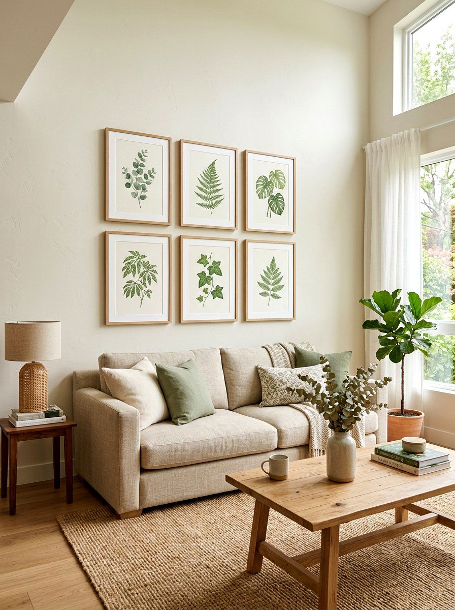 Framed botanical prints - 30 living room wall decor ideas