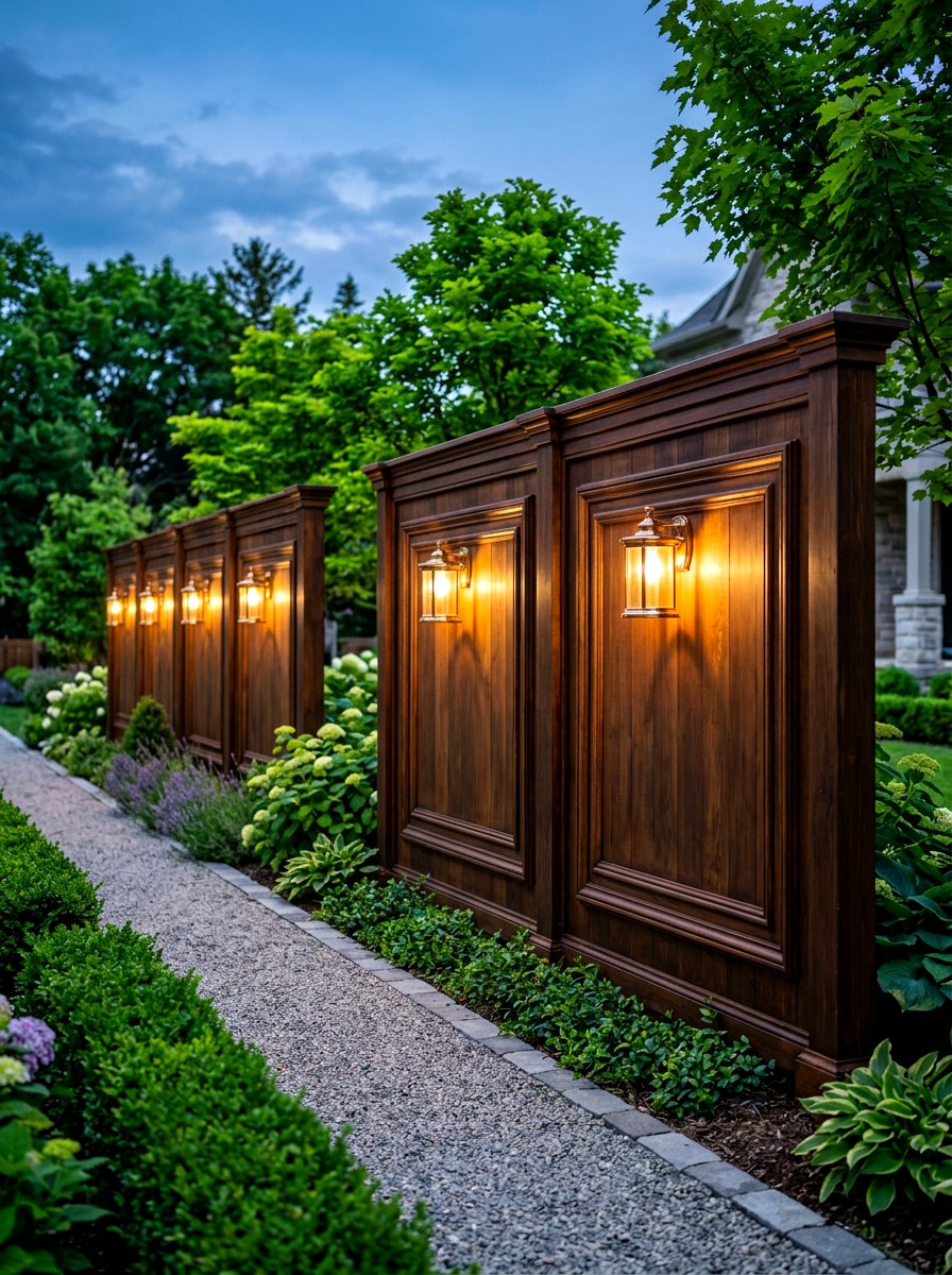 Framed fence panel lights - 30 fence lighting ideas