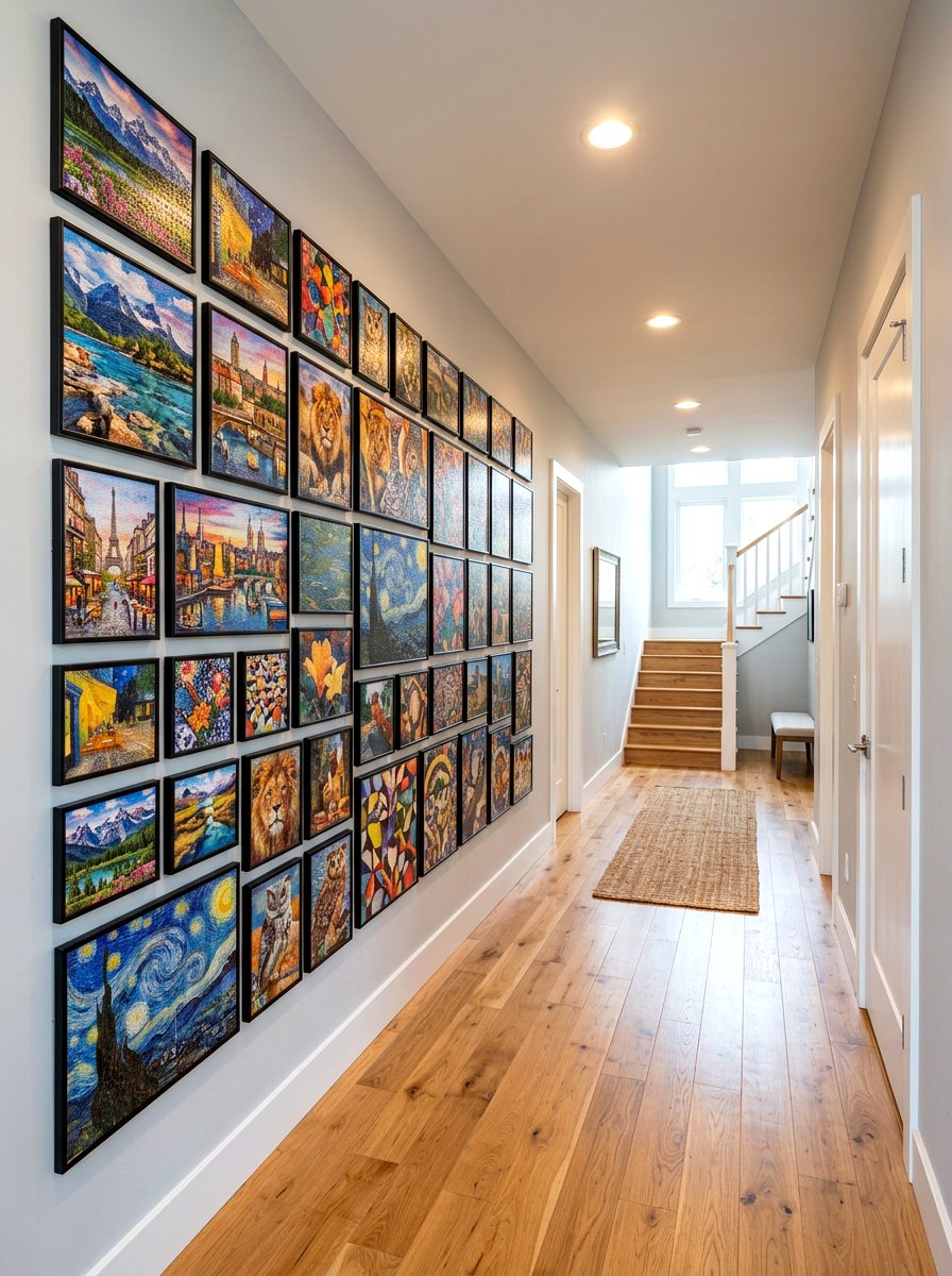 Framed puzzle wall - 30 puzzle storage ideas