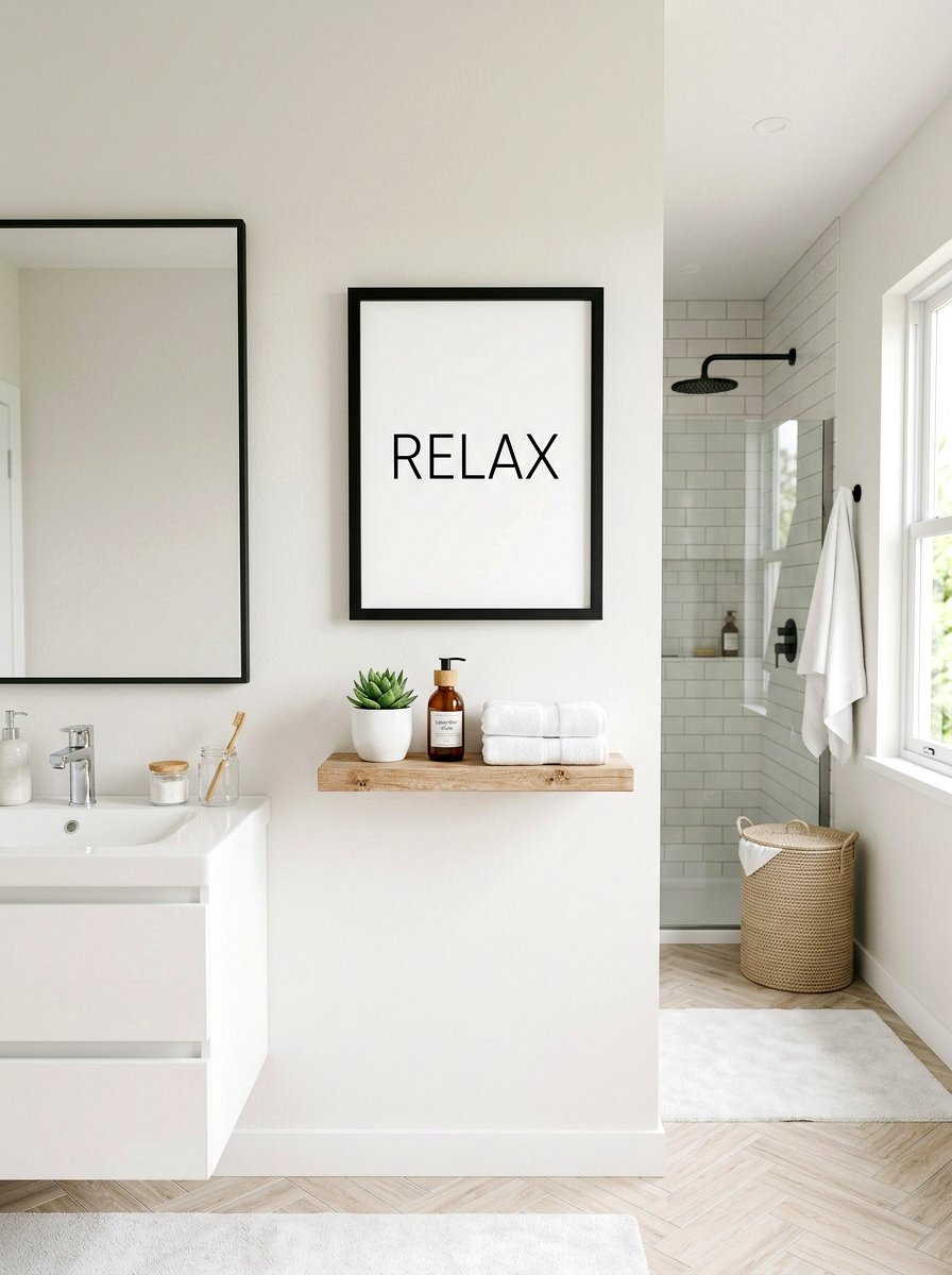 Framed quote art bathroom - 30 bathroom wall decor ideas