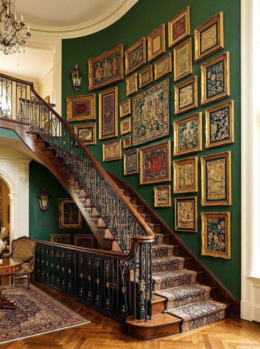 Framed textile art - 30 staircase wall ideas