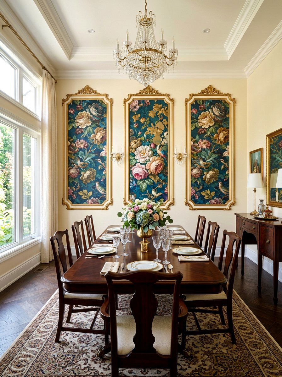 Framed wallpaper panels - 30 long wall decor ideas