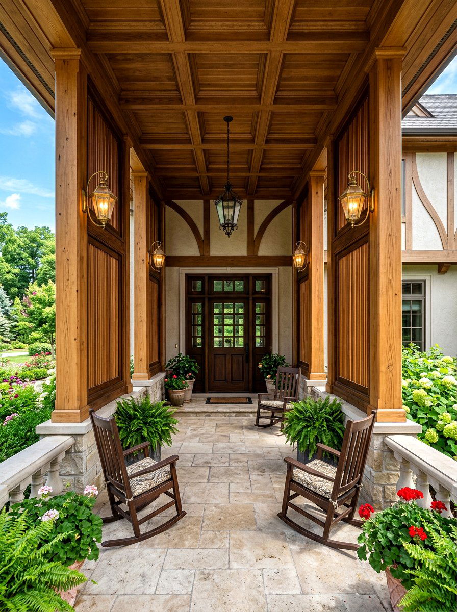 Framed wood slat panels - 30 porch slat wall ideas