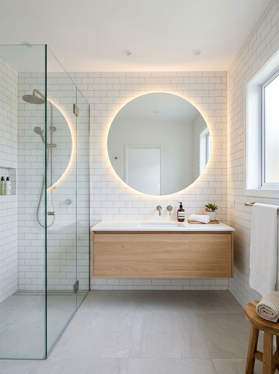 Frameless Backlit Mirror - 30 vanity mirror lighting ideas
