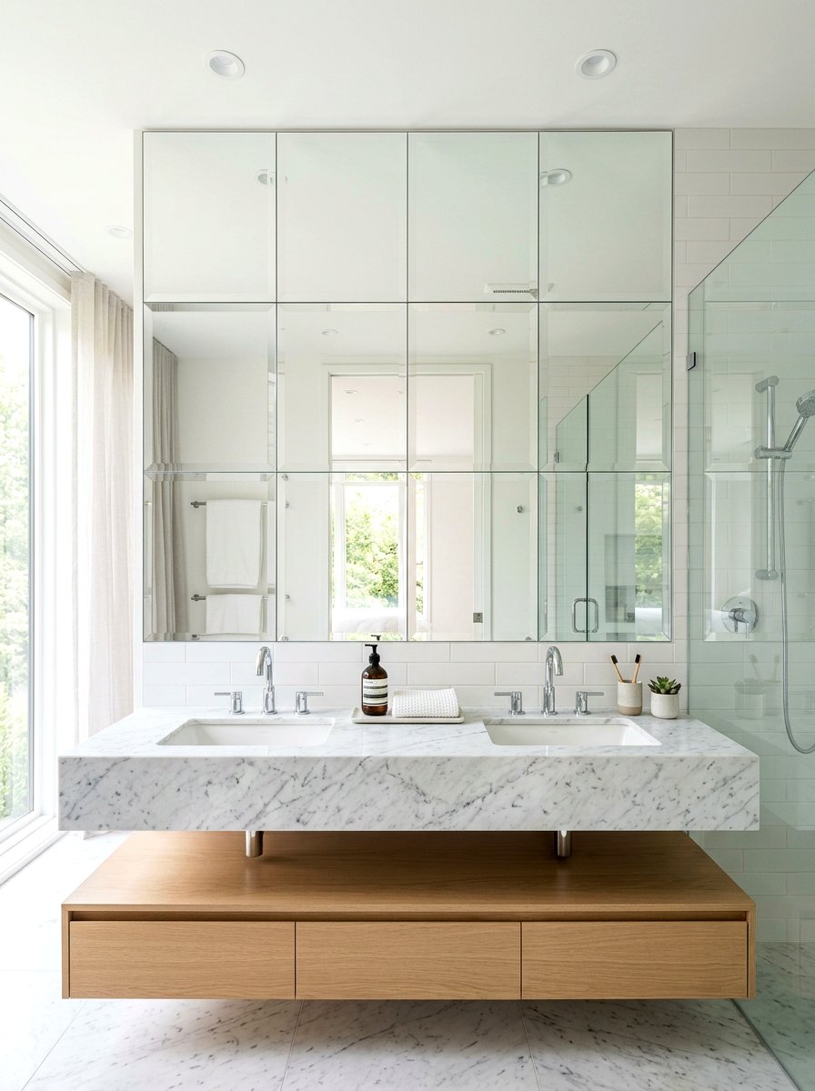 Frameless Beveled Wall Mirror - 30 antique mirror wall ideas