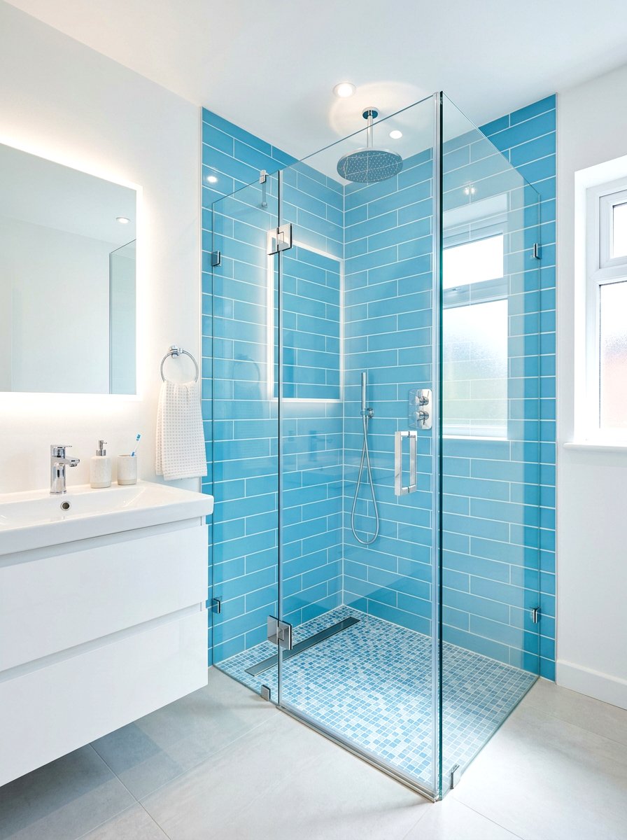 Frameless Corner Rain Shower - 30 rain head shower bathroom ideas