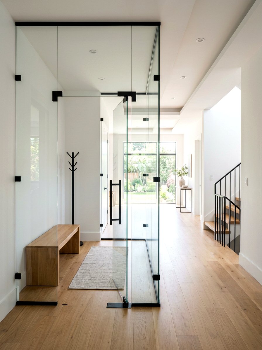 Frameless Glass Partition - 30 hallway decor ideas