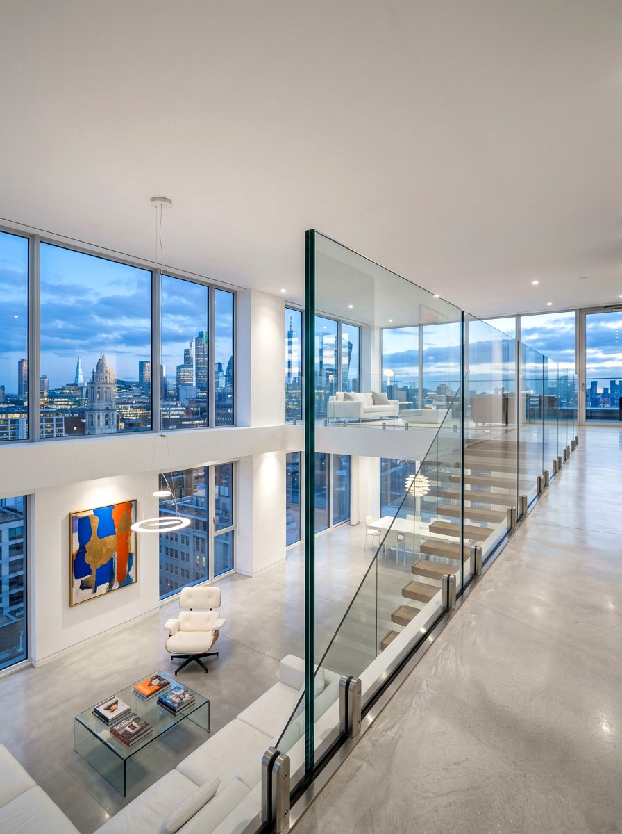 Frameless Glass Railing - 30 open loft railing ideas