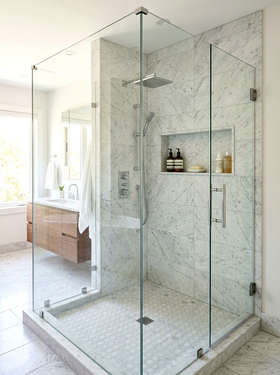 Frameless Glass Shower - 30 Hamptons bathroom ideas