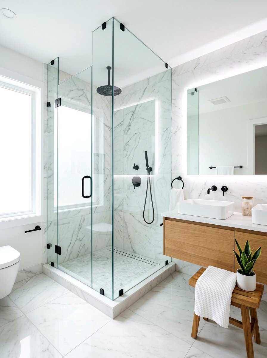 Frameless Glass Shower - 30 modern bathroom ideas