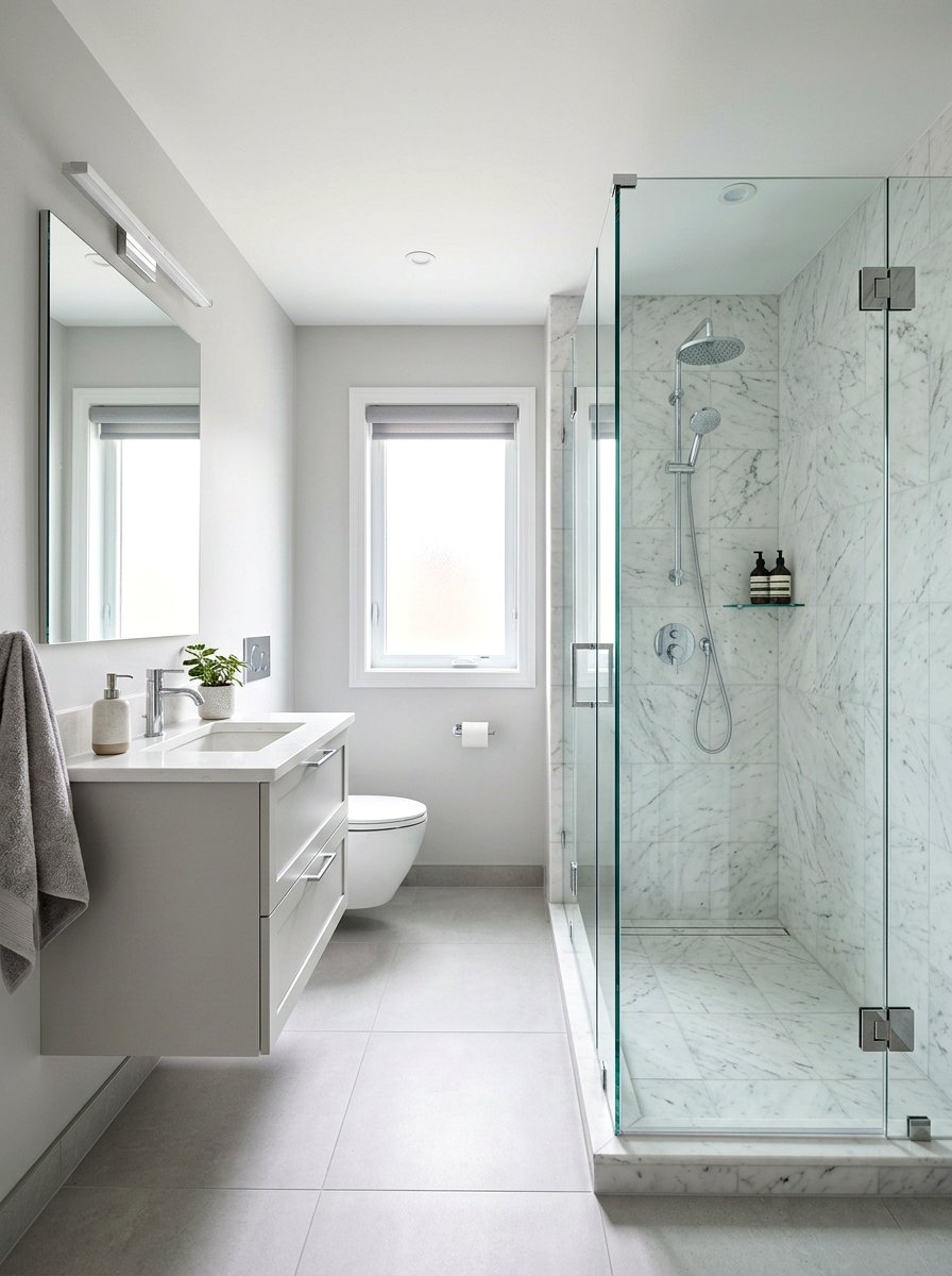 Frameless Glass Shower - 30 small bathroom ideas