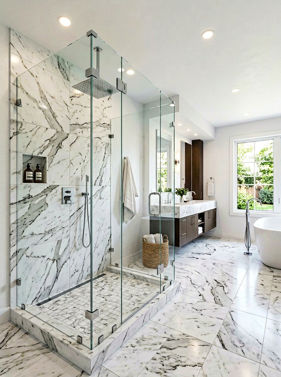 Frameless Glass Shower - 30 spa bathroom ideas