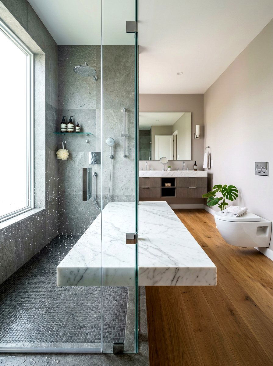 Frameless Glass Shower Bench - 30 shower bench styling ideas