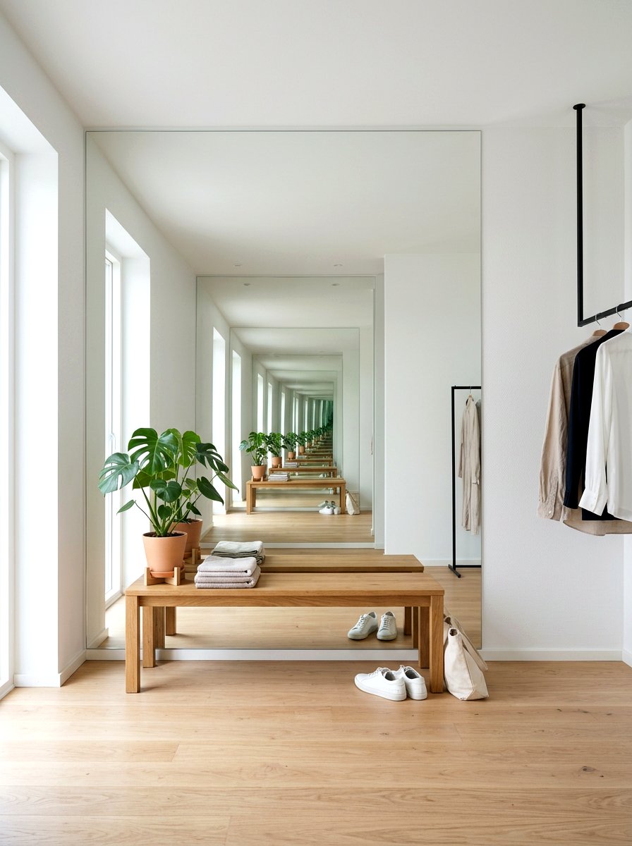 Frameless Mirror Wall - 30 dressing room mirror wall ideas