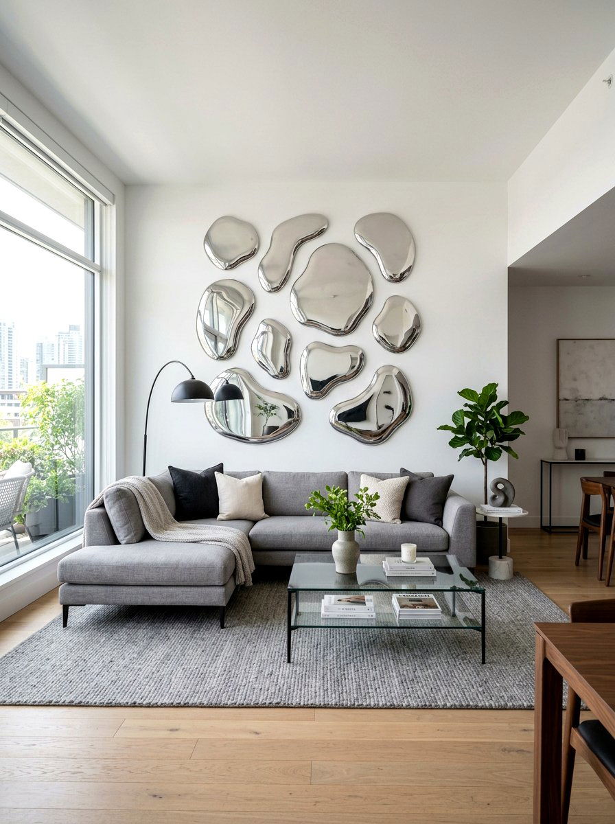Frameless Organic Mirror Display - 30 statement mirror gallery ideas