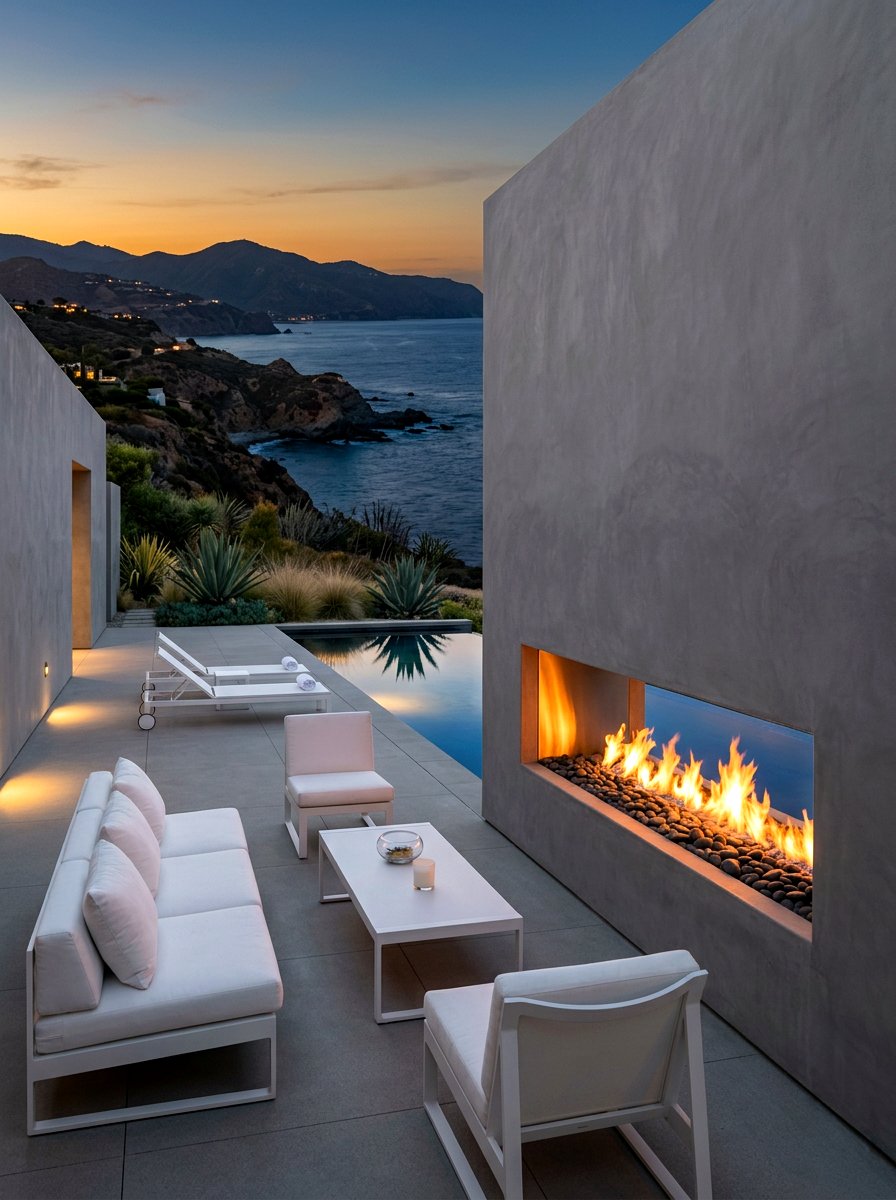 Frameless Outdoor Fireplace - 30 modern outdoor fireplace ideas