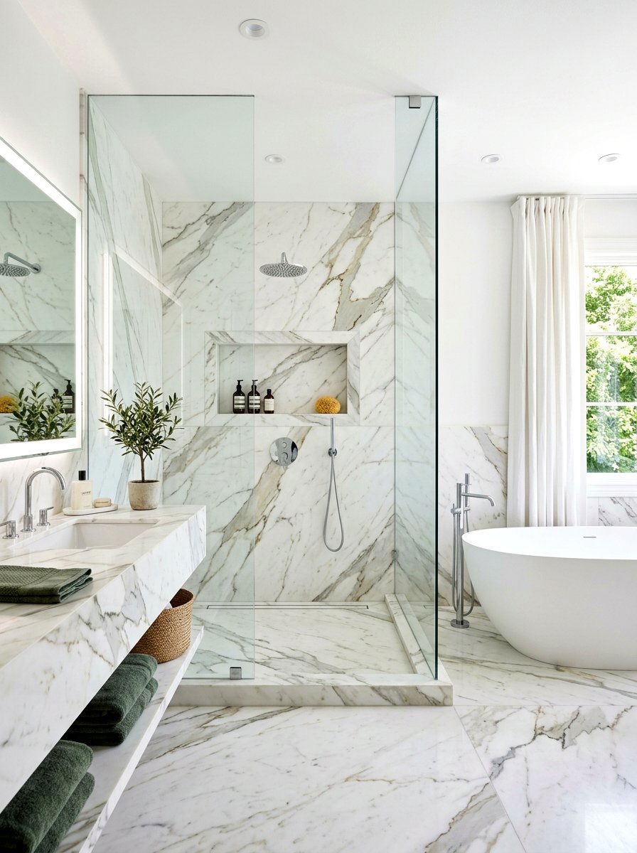 Frameless Shower Niche - 30 shower niche ideas