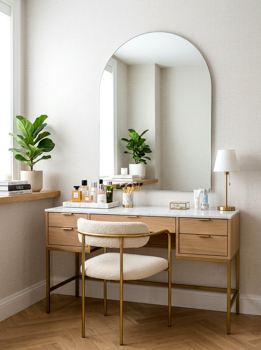 Frameless arched mirror vanity - 30 arched mirror decor ideas