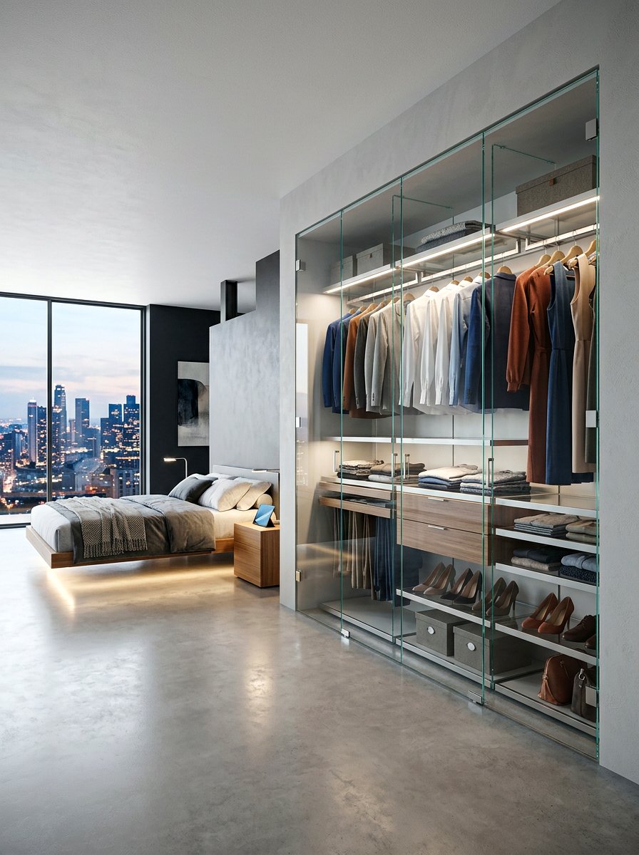 Frameless glass closet - 30 glass front closet ideas
