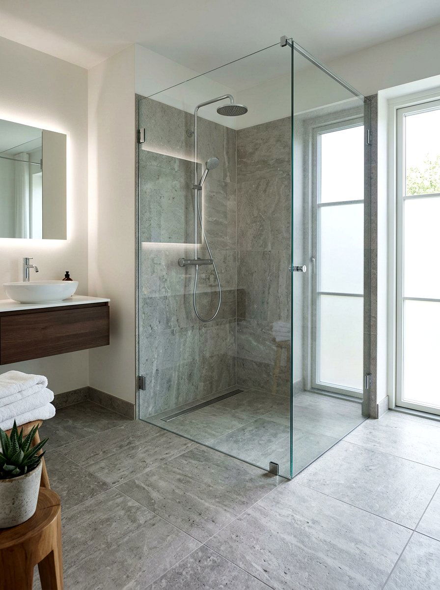 Frameless shower screen - 30 Scandinavian bathroom ideas