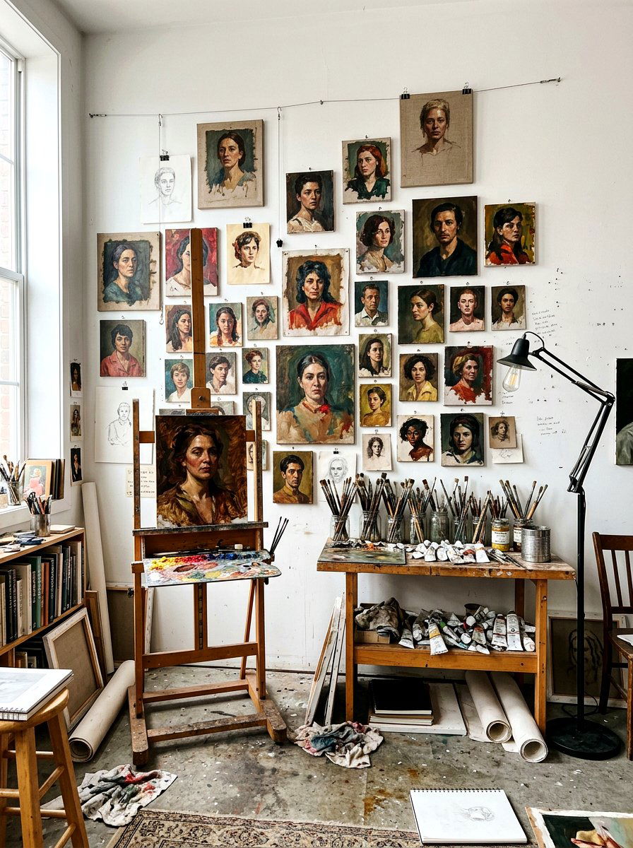 Frameless vintage portrait display