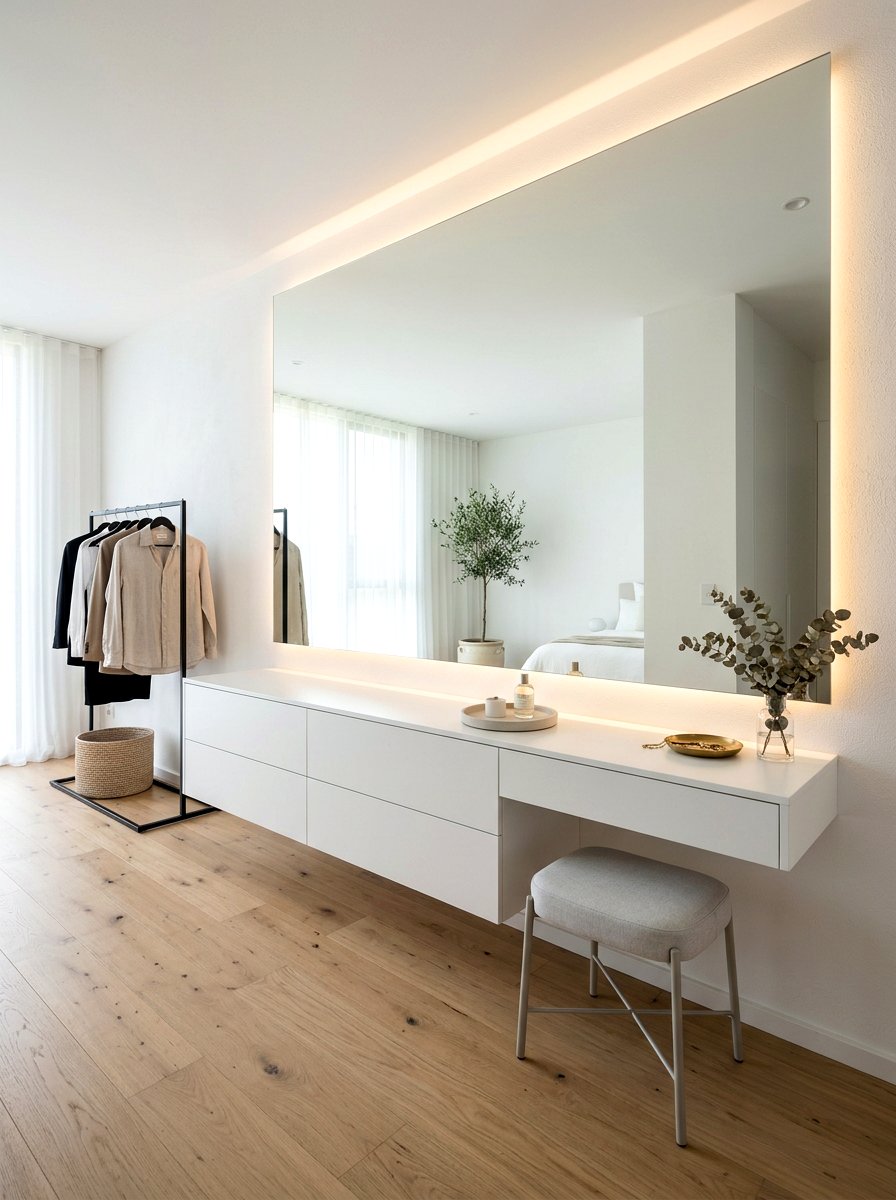 Frameless wall mirror - 30 dressing room mirror ideas
