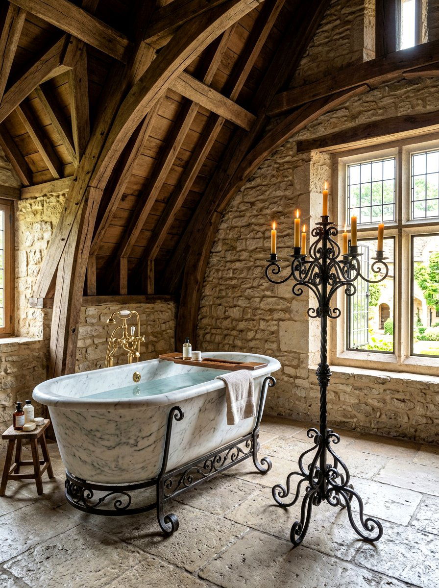 Free Standing Candelabra - 30 old world bathroom ideas