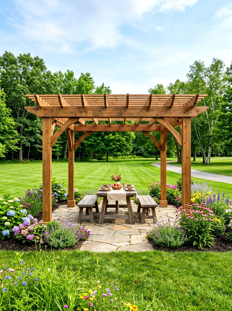 Free Standing Cedar Pergola - 30 pergola dining backyard ideas