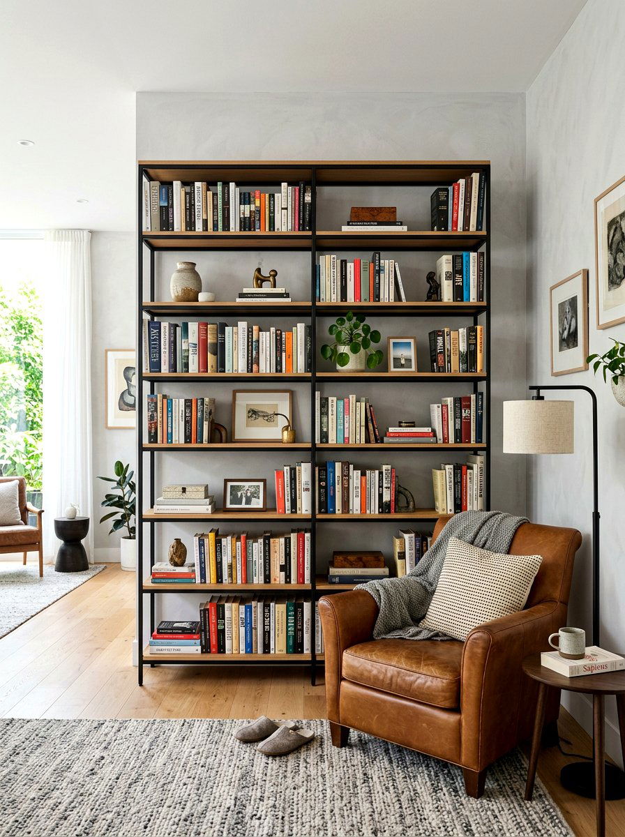 Free standing bookshelf - 30 renter friendly decor ideas