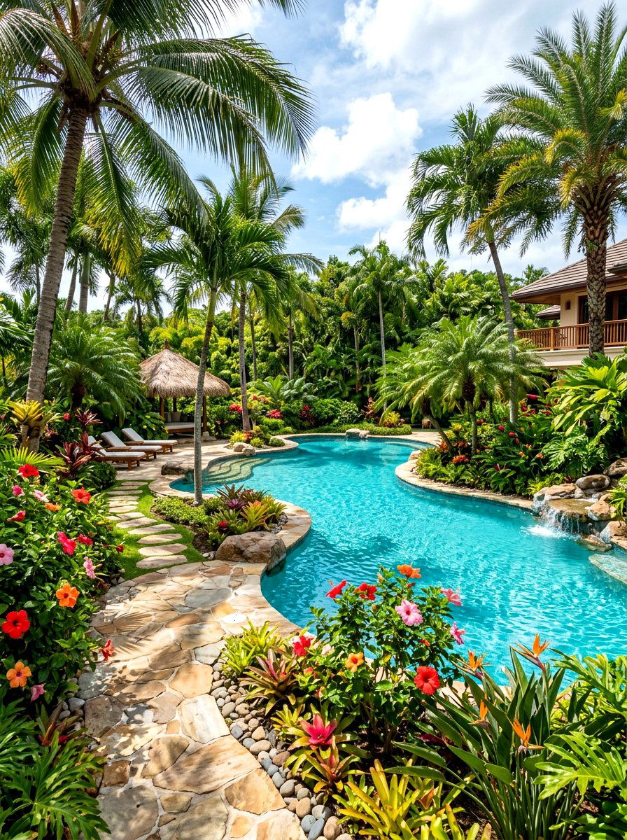 Freeform Pool Lush Landscaping - 30 family pool ideas