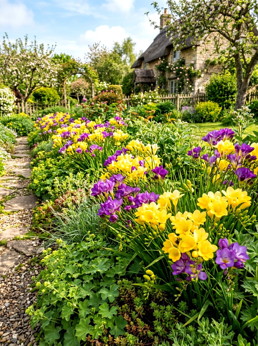 Freesia Flower Border - 30 fragrance garden ideas
