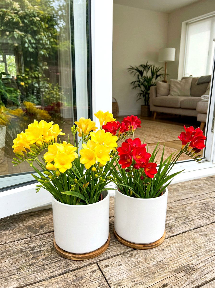 Freesia flower pots - 30 fragrance garden backyard ideas