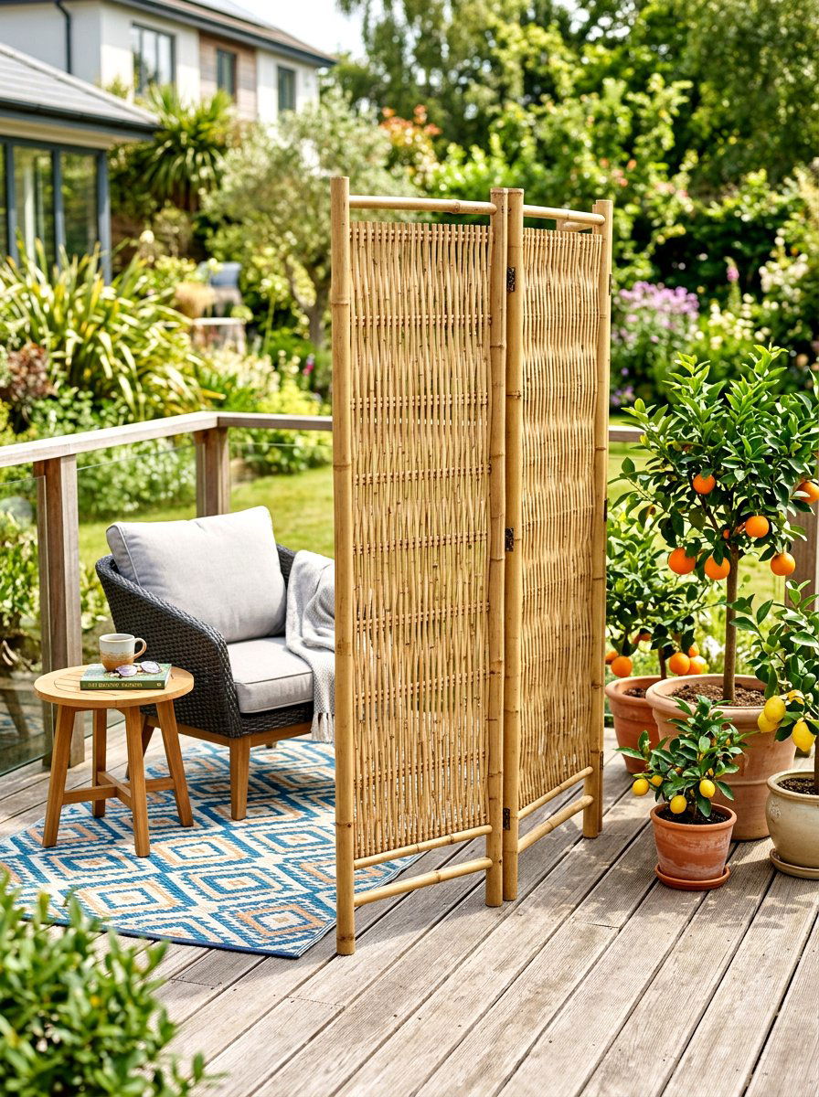 Freestanding Bamboo Partition - 30 bamboo privacy screen ideas