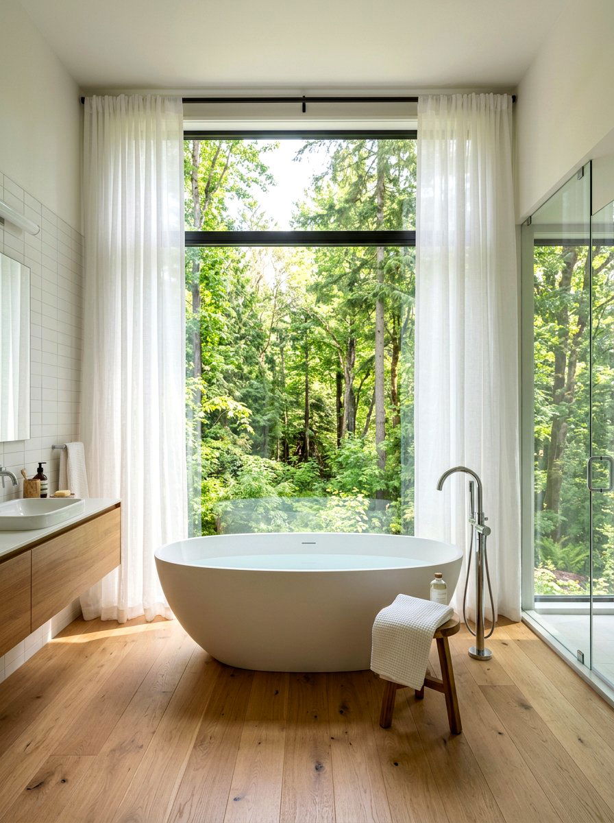 Freestanding Bath Window Alcove - 30 spa corner ideas