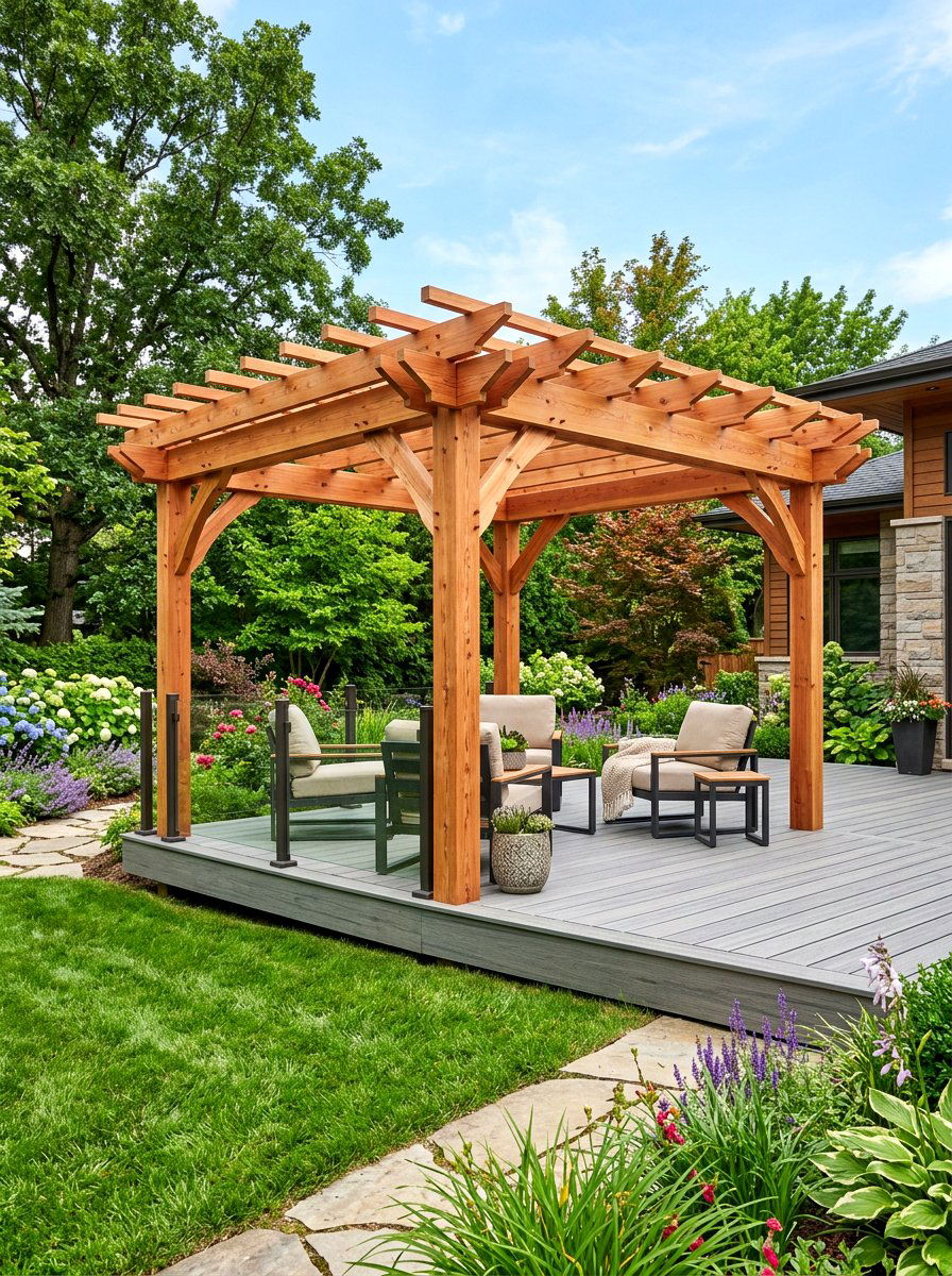 Freestanding Cedar Deck Pergola - 30 deck pergola ideas