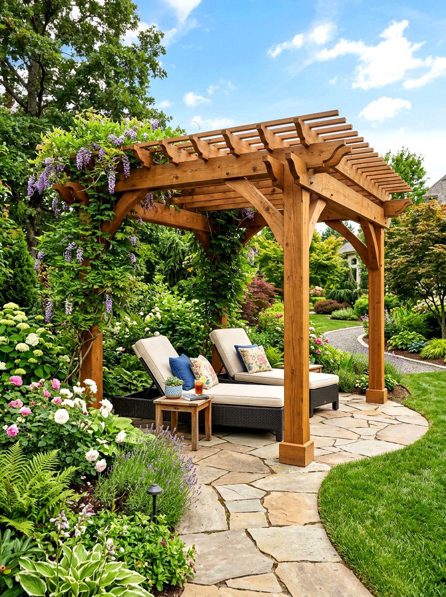 Freestanding Cedar Pergola - 30 cedar pergola ideas