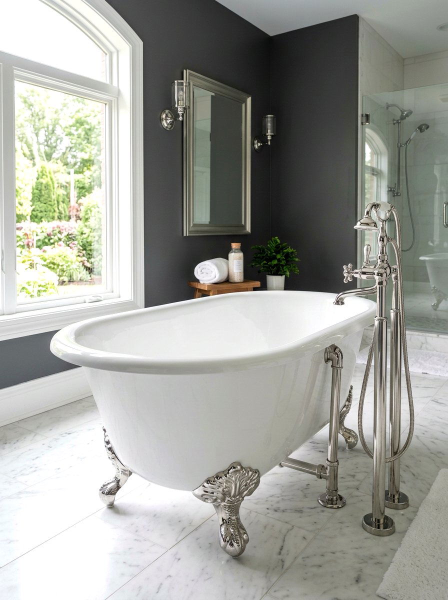 Freestanding Clawfoot Tub - 30 art deco bathroom ideas
