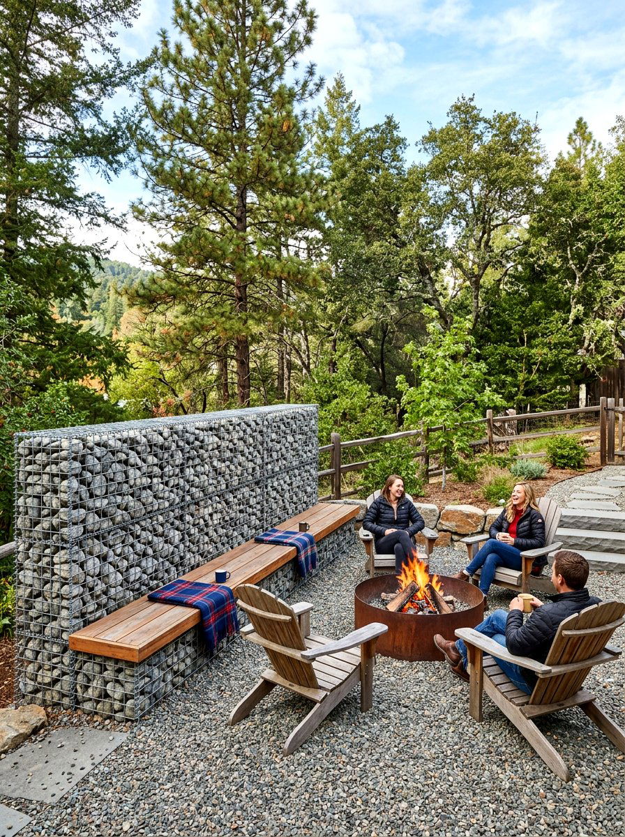 Freestanding Gabion Wall - 30 backyard divider ideas