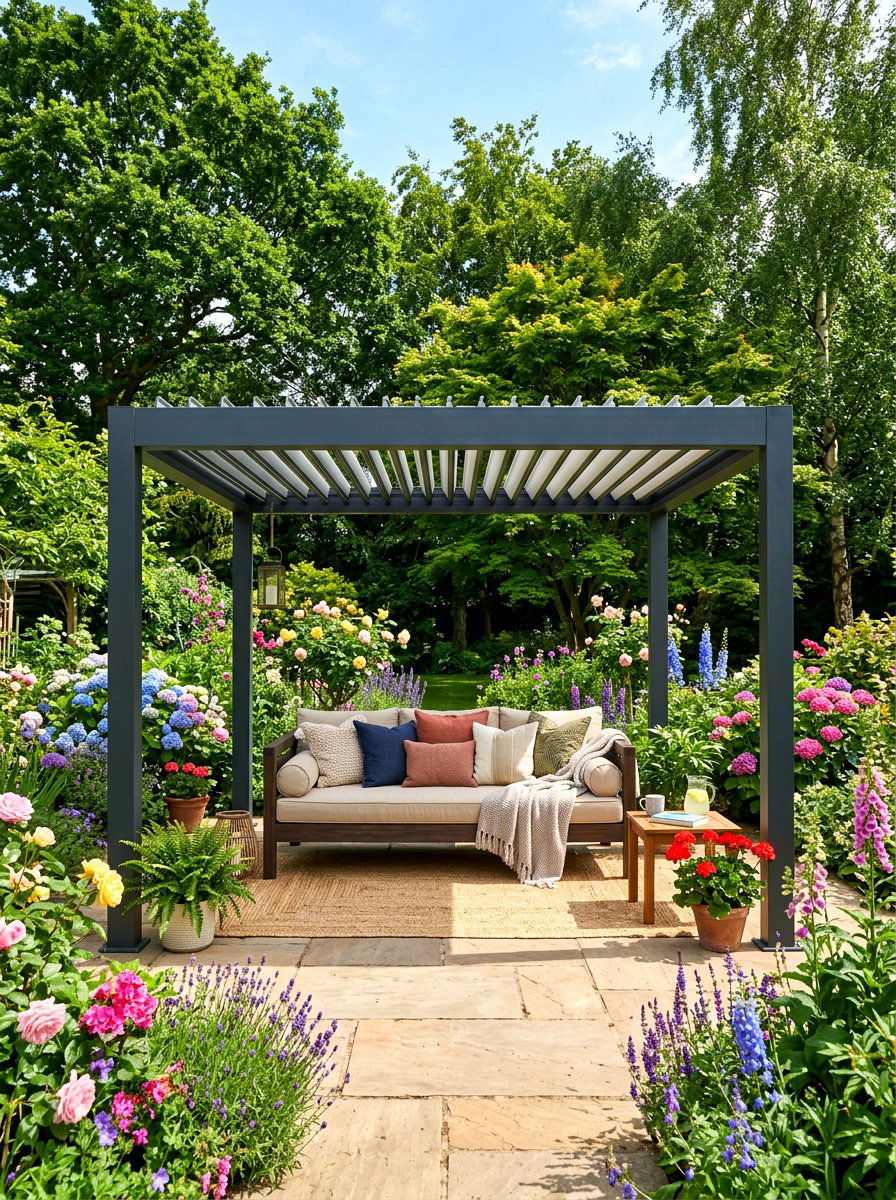 Freestanding Garden Louvered Structure - 30 louvered pergola patio ideas
