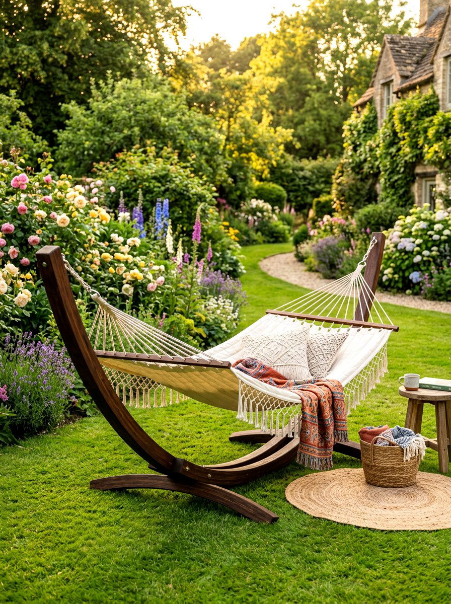 Freestanding Hammock - 30 sunny backyard ideas