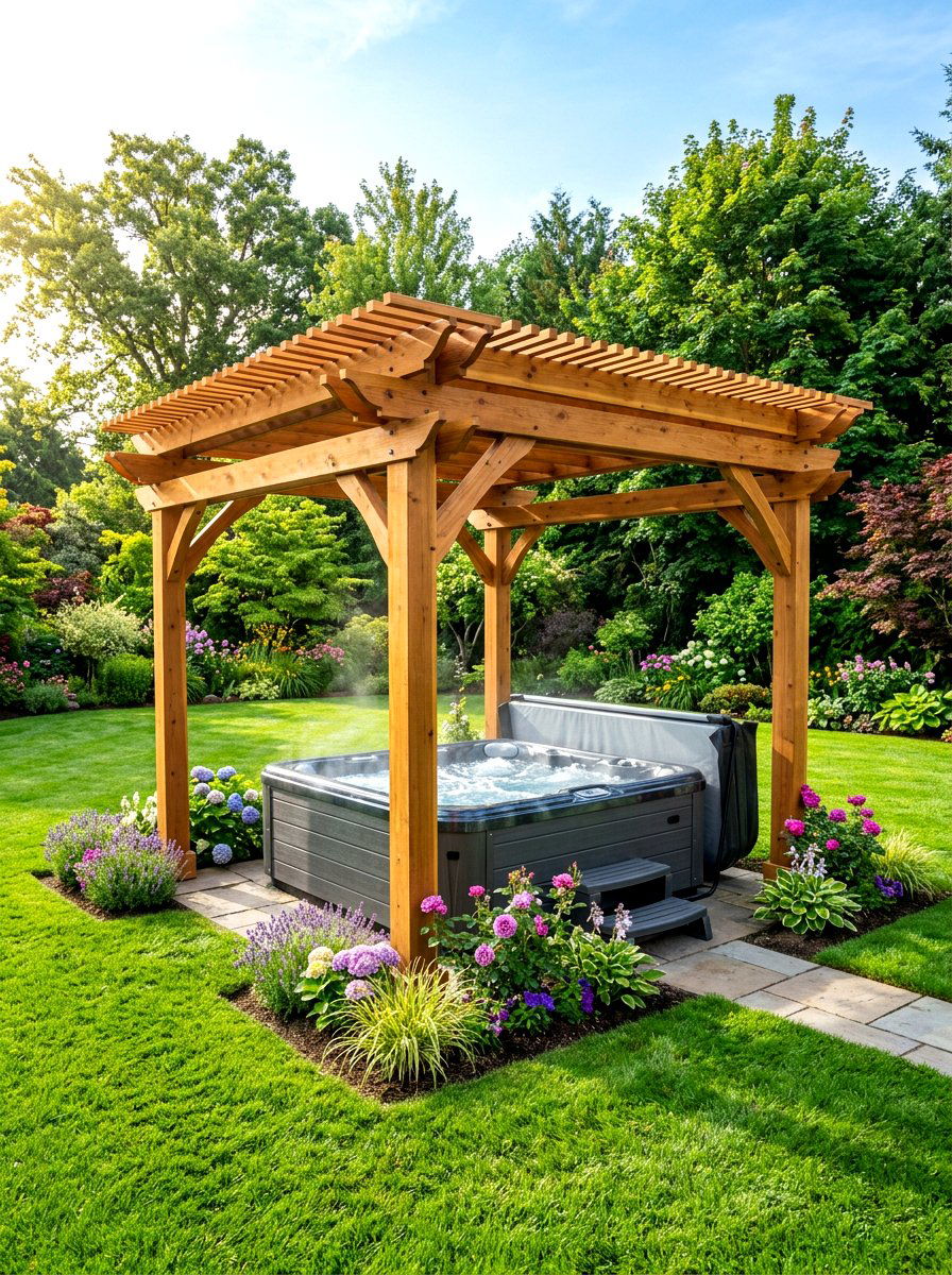 Freestanding Hot Tub Pergola - 30 pergola over hot tub ideas