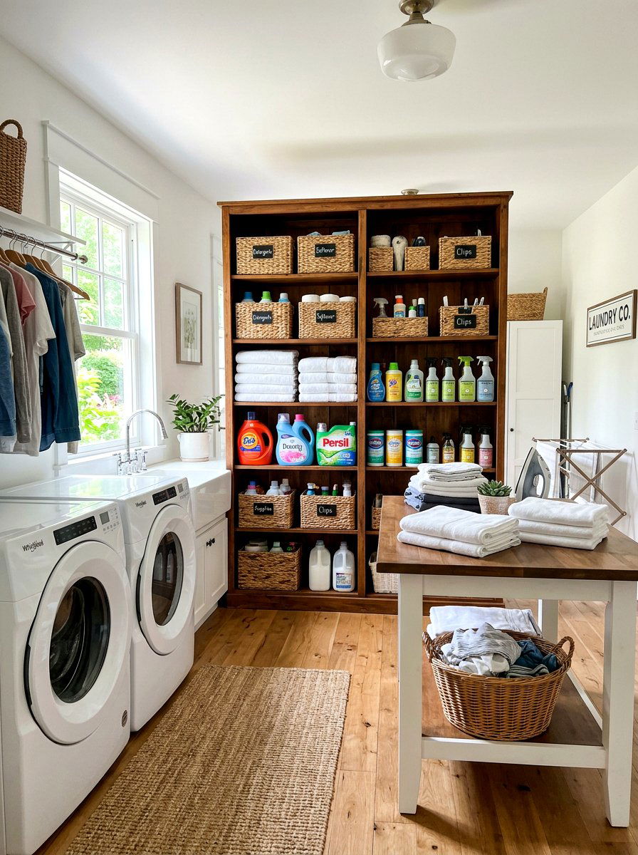 Freestanding Laundry Room Shelf - 30 detergent shelf ideas