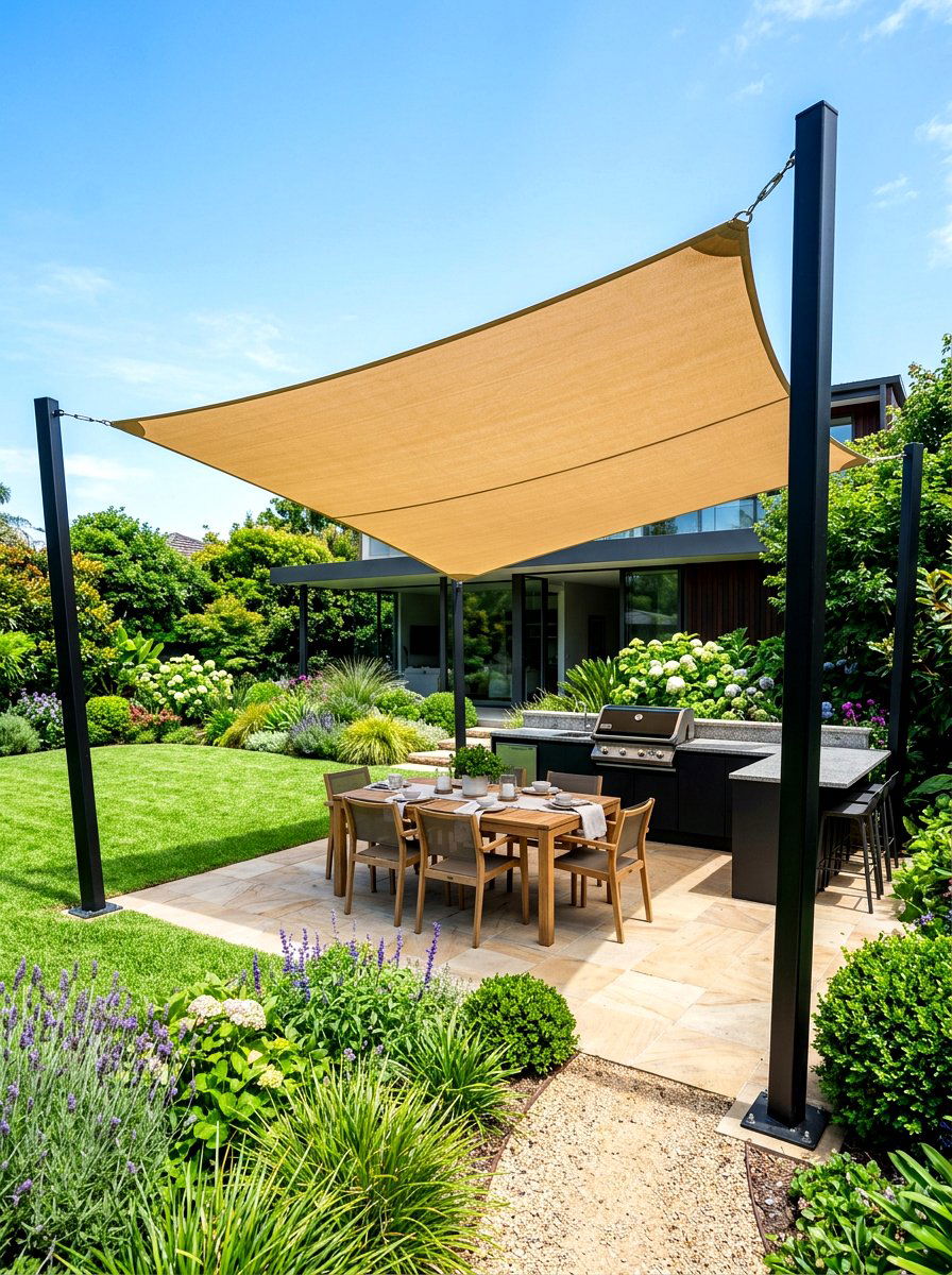 Freestanding Patio Shade Sail - 30 shade sail ideas