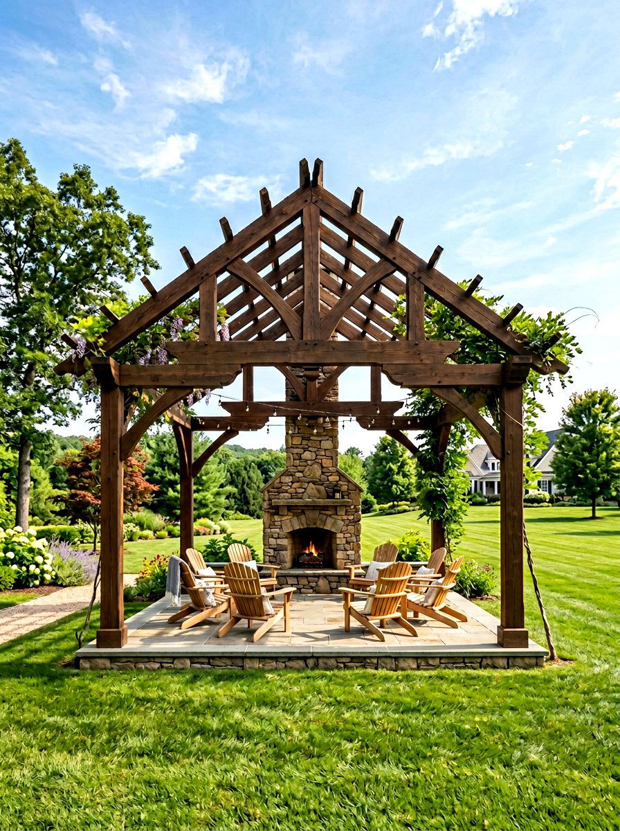 Freestanding Pergola Fireplace Seating - 30 pergola with fireplace ideas