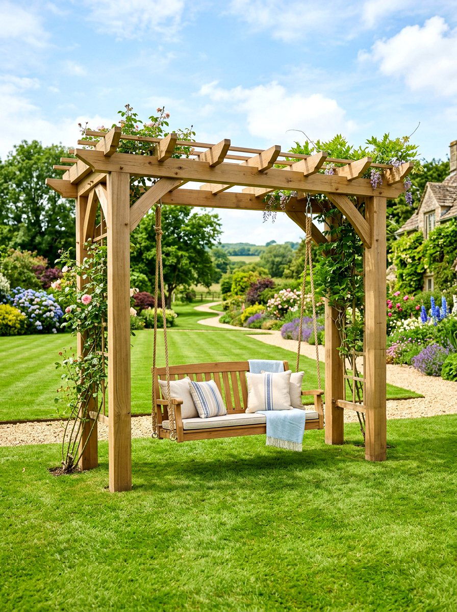 Freestanding Pergola Swing - 30 pergola with swings ideas