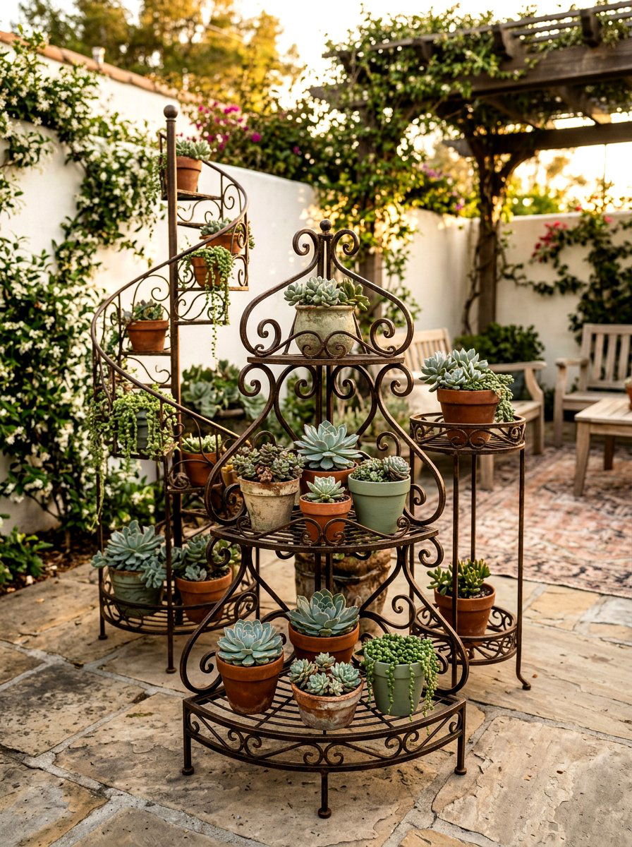 Freestanding Plant Stands - 30 greenhouse shelving layout ideas