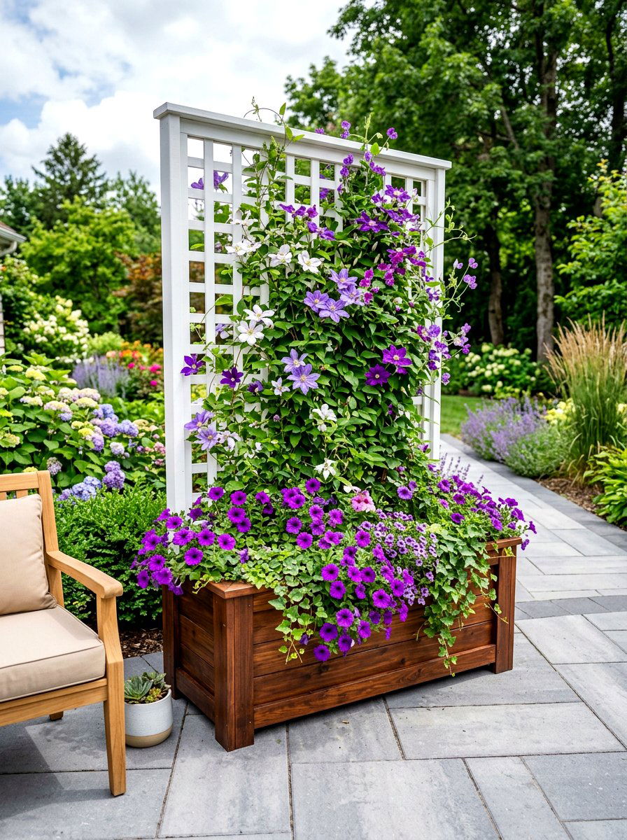 Freestanding Planter Box Trellis - 30 vertical garden trellis ideas