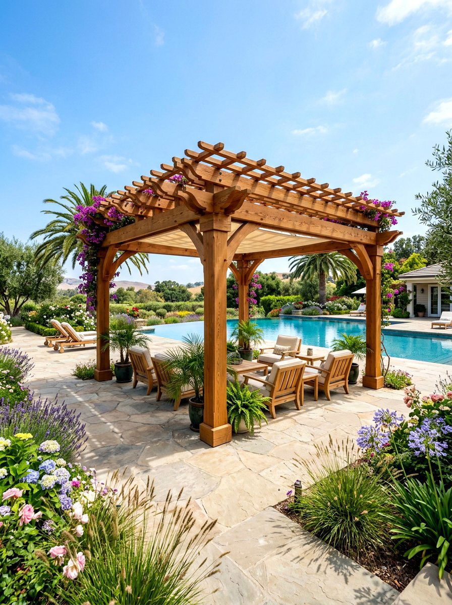 Freestanding Poolside Pergola - 30 poolside pergola ideas