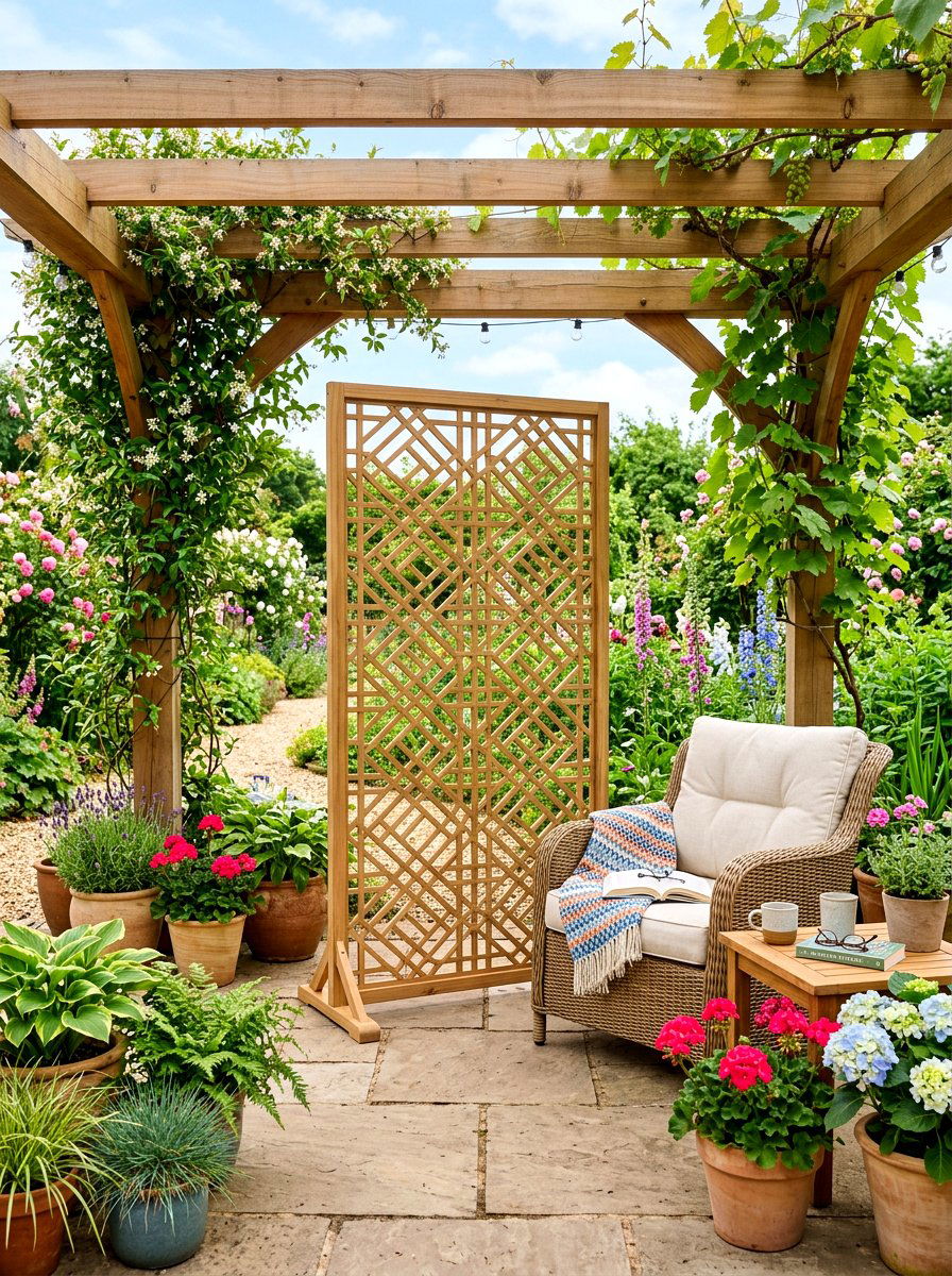 Freestanding Screen Divider - 30 pergola privacy wall ideas